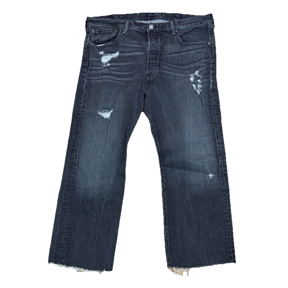 Levi's 501 Jeans Mens Size 38X30 Actual 38x26 Black Distressed Skater